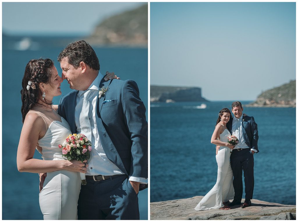 Hsban-and-wife-wedding-kiss-photo-in-balmoral-Beach-sydney-harbour-view-photo