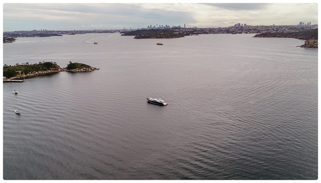 sydney harbour cruise wedding drone photo